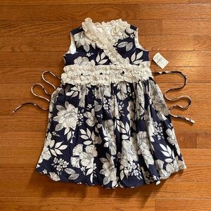 NWT Helena for Neiman Marcus Girls Blue and White Floral Ruffle Dress